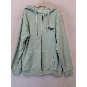 MJ Apparel Full Zip Hoodie Men's L Mint Green San Diego Old Town Graphic‎